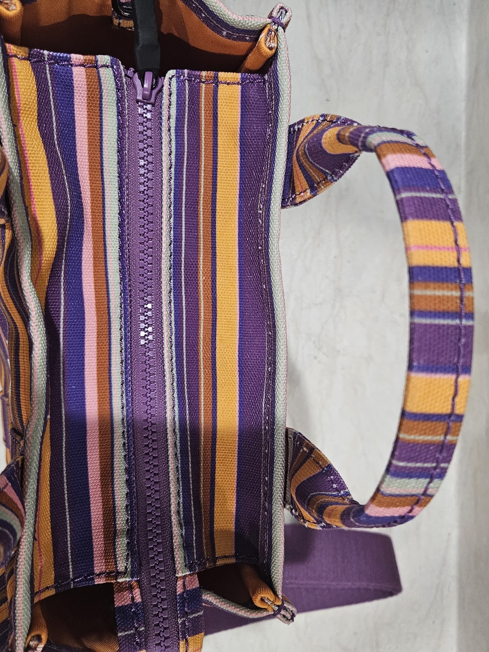 Marc Jacobs The Tote Bag - Purple & Orange Striped Canvas - Picture 6 of 11